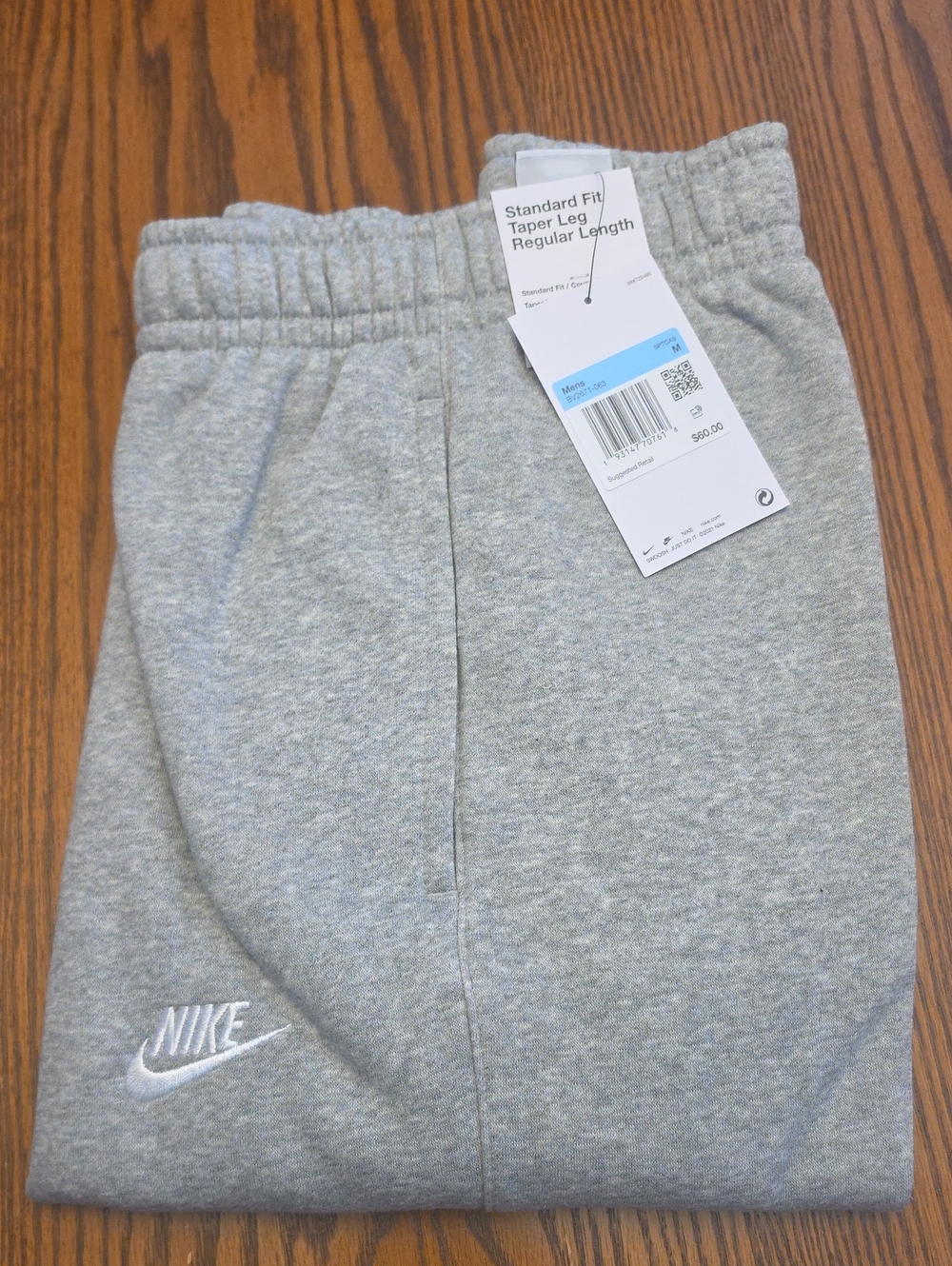 Nike Mens Light Gray Heather Fleece Joggers